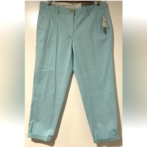 Talbots Girlfriend Chino Aqua Blue Green Relaxed Leg Ankle Length Women's 8 Sale